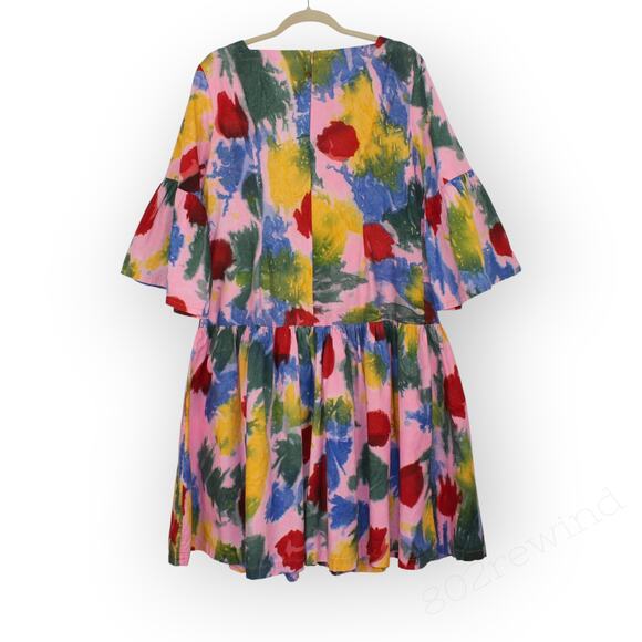 XL Osei-Duro Mutare Dress Elaine Batik Ghana DropWaist Bell Knee Multicolor - Picture 5 of 12